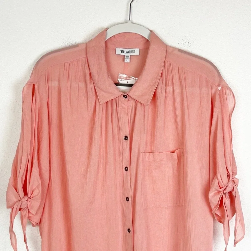 William Rast Blouse Top Large Peach Pink NWT Casual Tunic Spring Summer